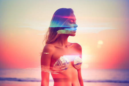 Summer Themed Double Exposure Bikini Portraitの素材