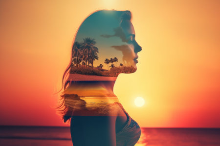 Summer Themed Double Exposure Bikini Portraitの素材