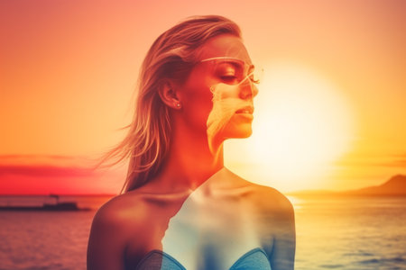 Summer Themed Double Exposure Bikini Portraitの素材