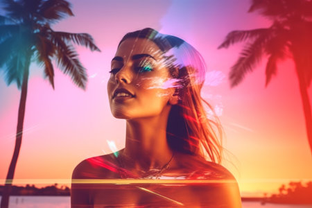 Summer Themed Double Exposure Bikini Portraitの素材