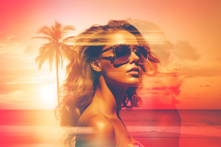 Summer Themed Double Exposure Bikini Portraitの素材