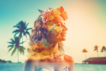 Summer Themed Double Exposure Bikini Portraitの素材