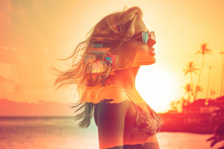 Summer Themed Double Exposure Bikini Portraitの素材