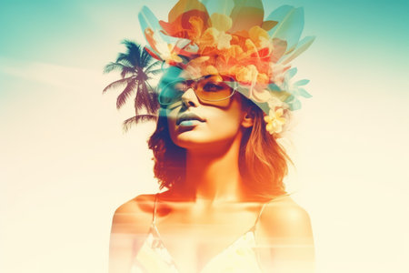 Summer Themed Double Exposure Bikini Portraitの素材