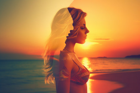 Summer Themed Double Exposure Bikini Portraitの素材