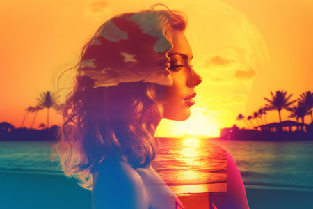 Summer Themed Double Exposure Bikini Portraitの素材