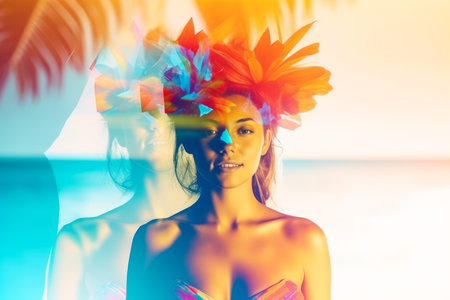 Summer Themed Double Exposure Bikini Portraitの素材