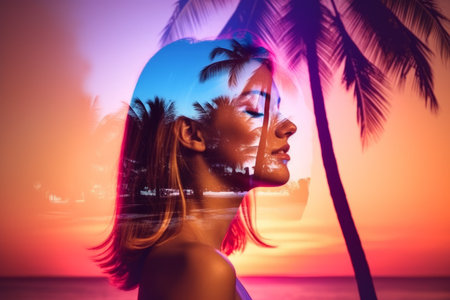 Summer Themed Double Exposure Bikini Portraitの素材