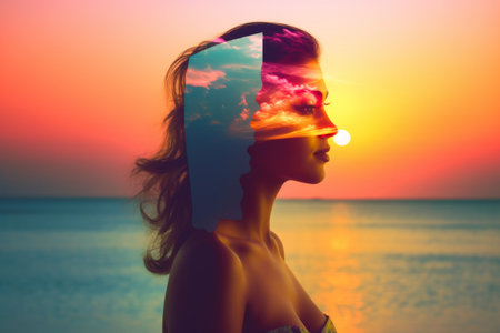 Summer Themed Double Exposure Bikini Portraitの素材