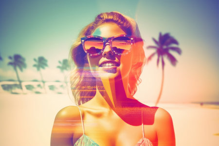 Summer Themed Double Exposure Bikini Portraitの素材