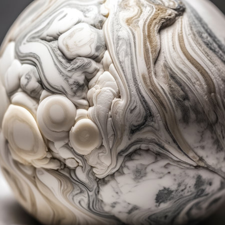 Macro shot of a crude marble ball mineral stoneの素材