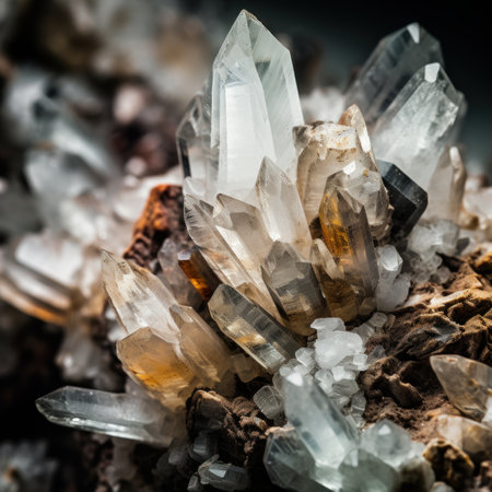 Natural gemstone on a dark background. Macro. Selective focus.の素材