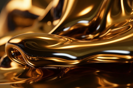 Liquid gold abstract background. 3d rendering, 3d illustration.の素材