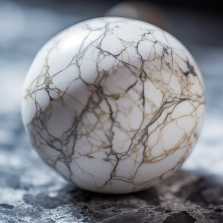 White marble egg on a dark background. Shallow depth of field.の素材