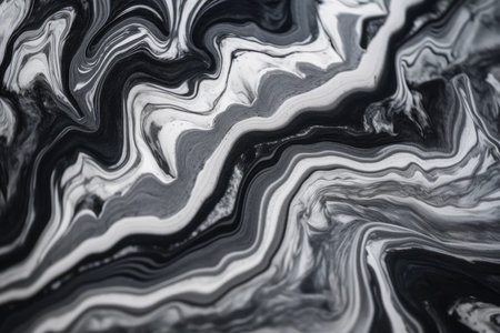 Black and white abstract background. Liquid marble pattern. Monochrome texture.の素材