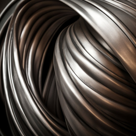 Metallic abstract wavy liquid background. 3d render render illustrationの素材