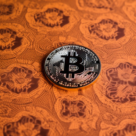 Closeup of a Bitcoin with a Unique Backdropの素材