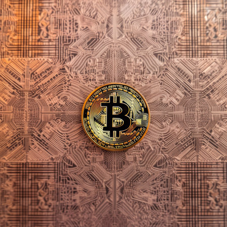 Closeup of a Bitcoin with a Unique Backdropの素材