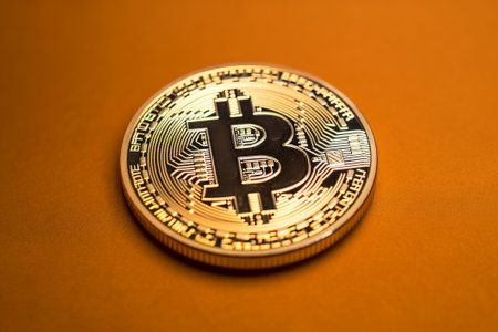 Closeup of a Bitcoinの素材