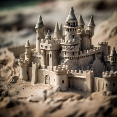 Detailed Sandcastle on a Beachの素材