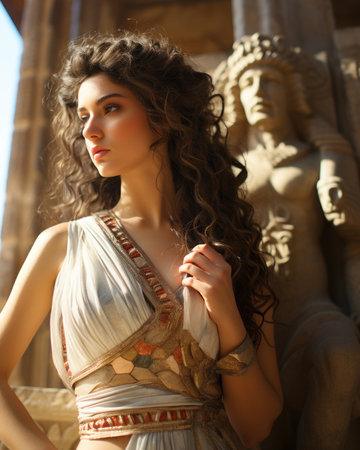 a beautiful woman in an ancient greek costumeの素材