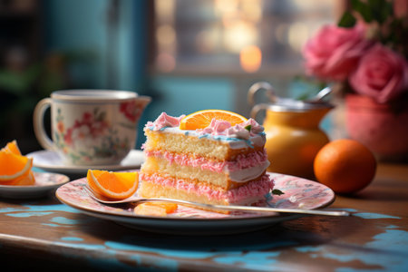 a piece of cake on a plateの素材