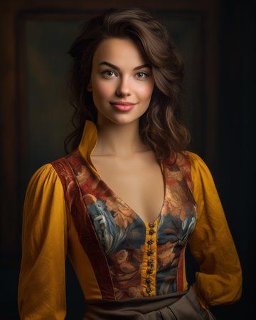 portrait of a beautiful young woman in traditional costumeの素材