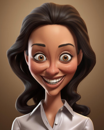 a cartoon woman with a big smile on her faceの素材