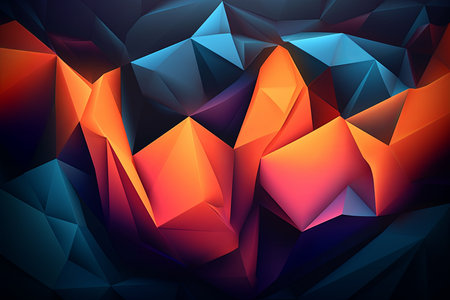 abstract background with orange and blue trianglesの素材