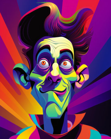 an illustration of a man in a colorful suitの素材