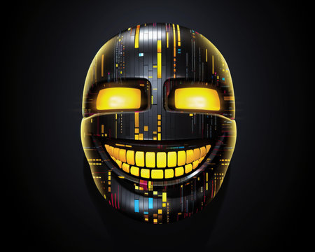 an illustration of a mask with glowing eyes on a black backgroundの素材