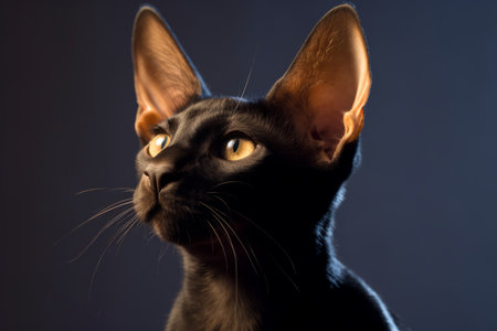 an image of a black cat with big earsの素材
