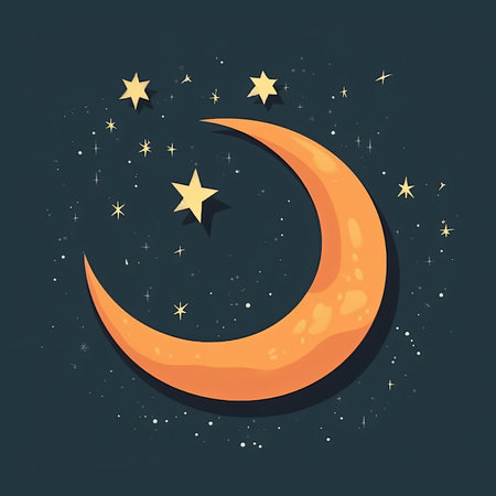 crescent moon with stars vector illustrationの素材