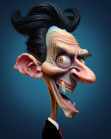 a caricature of a man in a suit and tieの素材