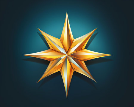 a golden star on a dark blue backgroundの素材
