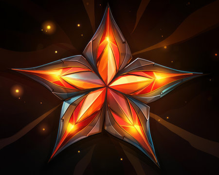 a star made out of paper with flames on itの素材