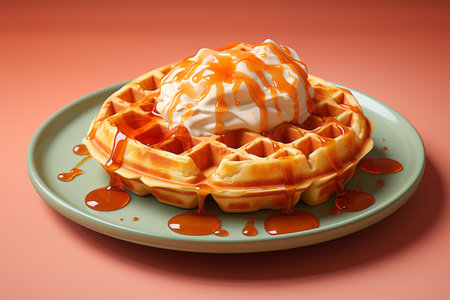 a waffle on a plateの素材