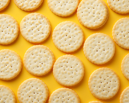 cheese crackers on a yellow backgroundの素材