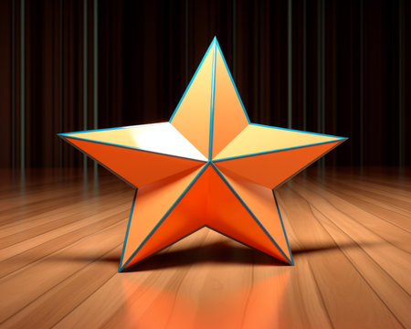 an orange star sitting on top of a wooden floorの素材