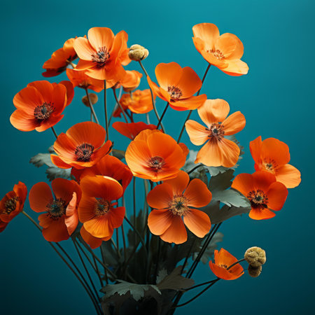 orange flowers in a vaseの素材