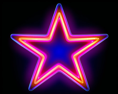 neon star on black backgroundの素材