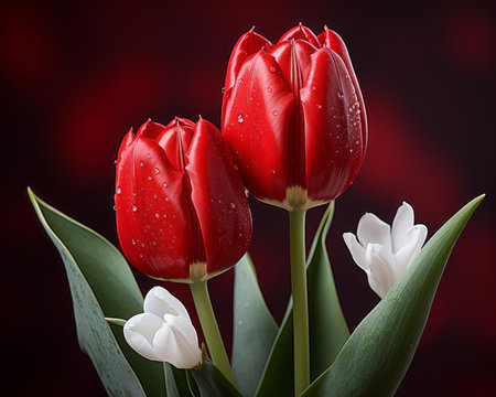 two red tulips in a vaseの素材