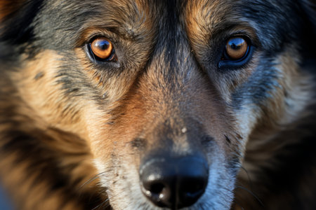 a close up of a brown and black dogの素材