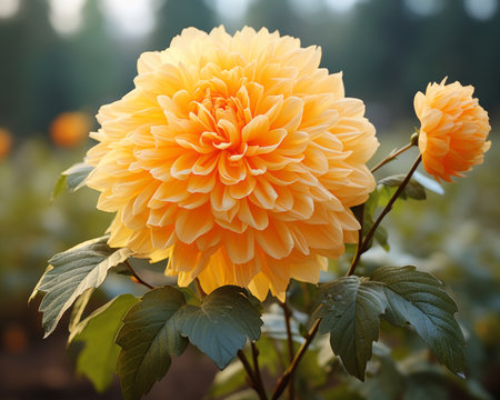 a large yellow flower is in the middle of a fieldの素材