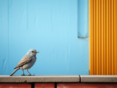 a small bird is standing on a ledgeの素材