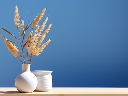 a white vase with a plant in itの素材