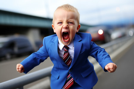 a young boy in a blue suit and tieの素材