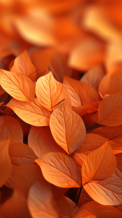 a close up of orange leaves on the groundの素材