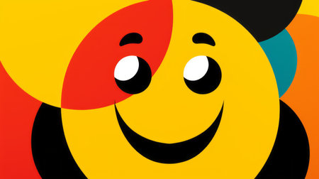 a smiley face on a colorful backgroundの素材