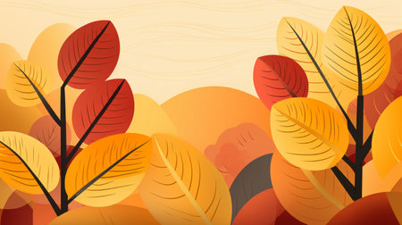 an illustration of autumn leaves on a backgroundの素材
